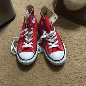 Kids red converse high tops